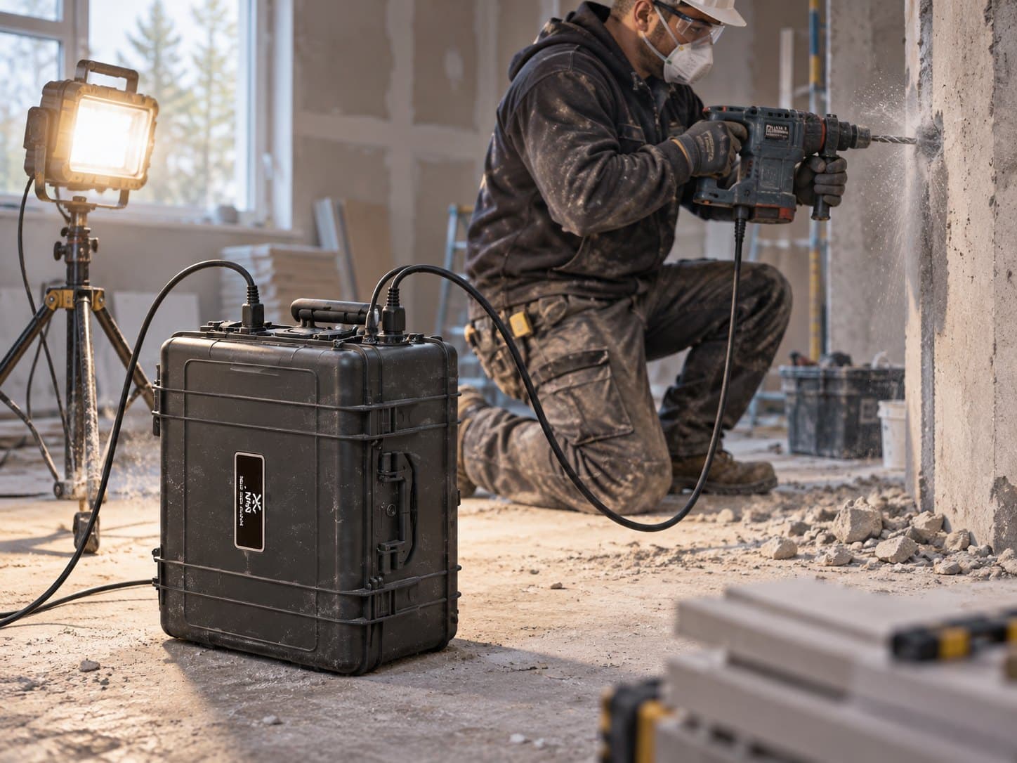 Drilling on a building site