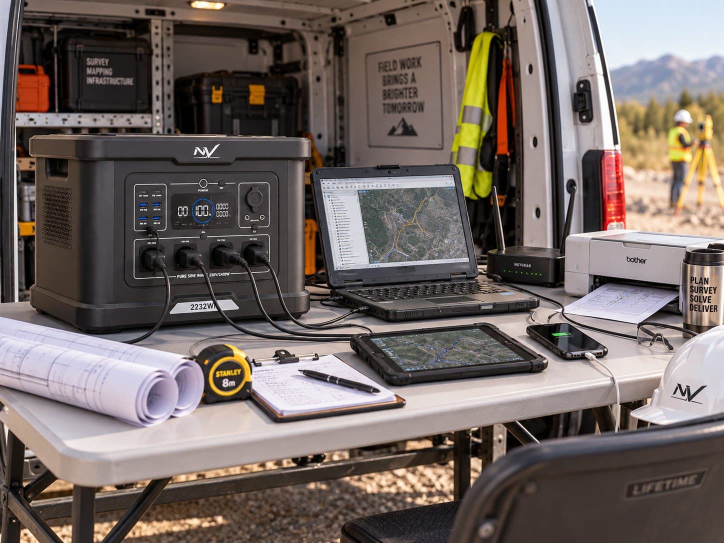 Mobile office in the van