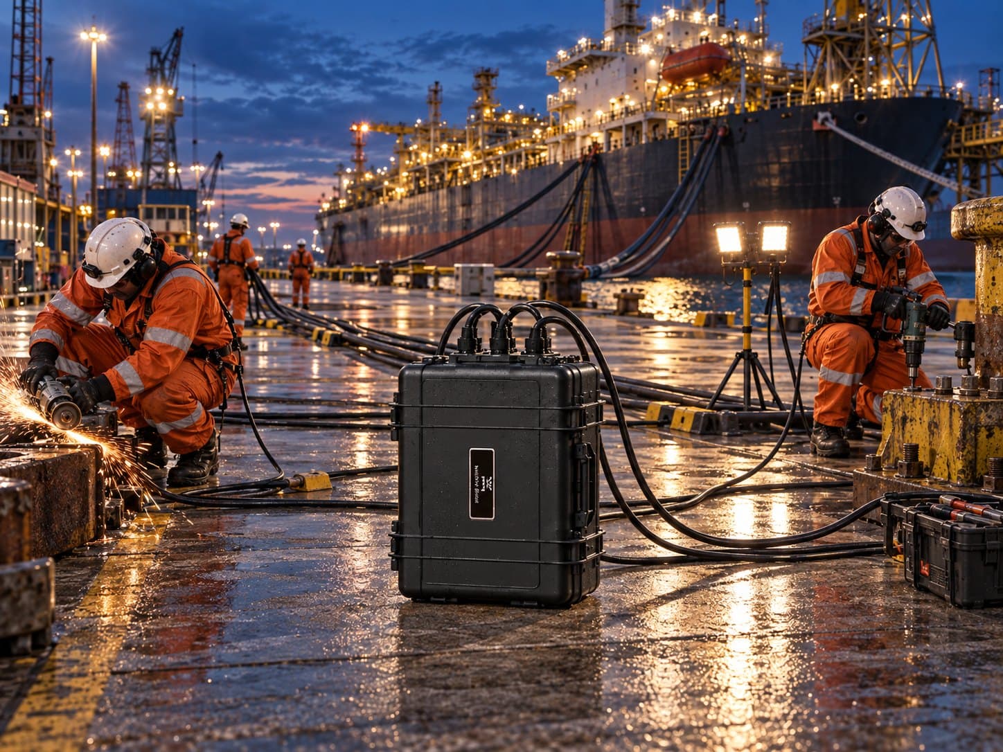 Welding on deck, with no fuel on board.